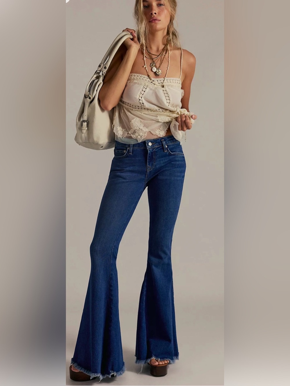 NWT We The Free Emre Low-Rise Flare Jeans in Daisy Blue Size 30